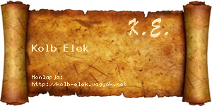 Kolb Elek névjegykártya